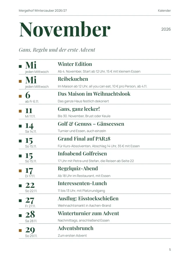 Heftseite: Der Kalender