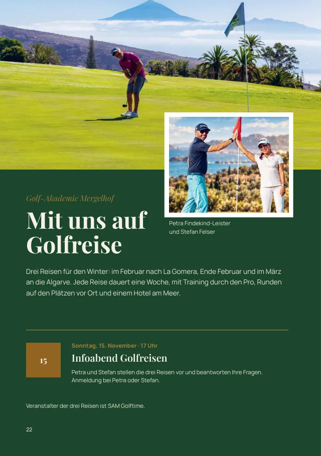 Heftseite: Mit uns auf Golfreise
