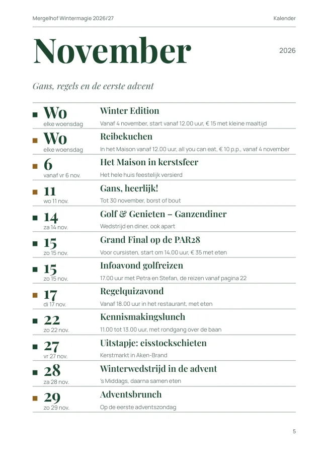 Pagina uit het magazine: De kalender